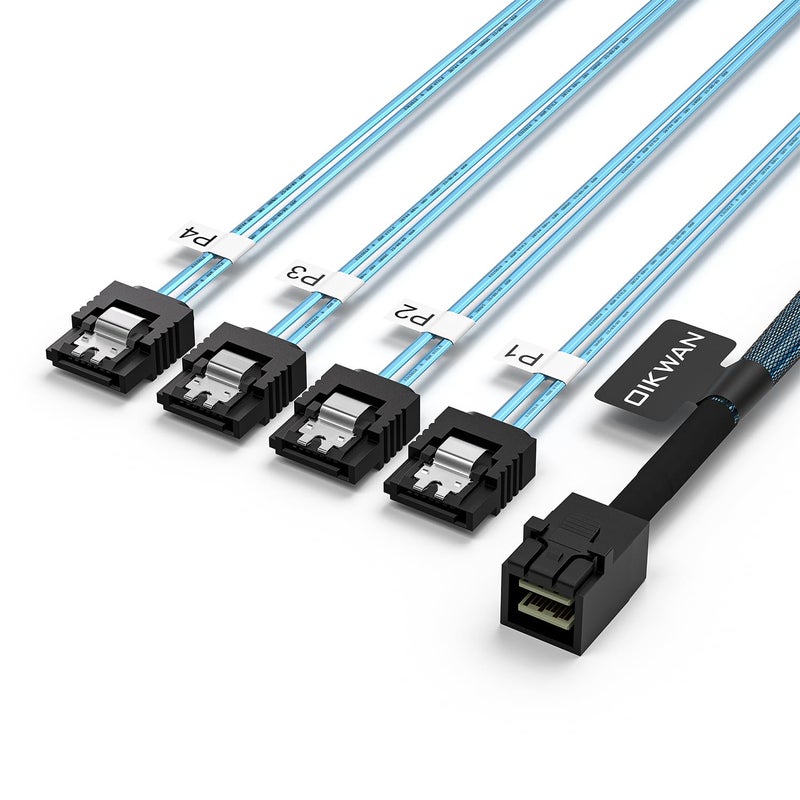 OIKWAN Internal HD Mini SAS to 4XSATA Cable,1.6ft SFF-8643 Host to 4X SATA Target Cable Compatible with Raid Controller Hard Drive - Image 2
